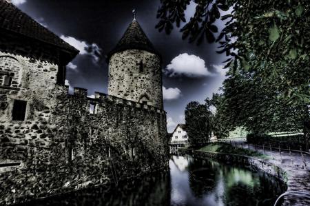 Gothic night - moonlight, water, beautiful, gothic, dark, night, photography, castle, ruins