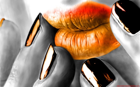 orange - lips, orange, people, woman