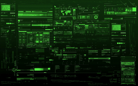 Green TECH WALL - green, abstract, cg, 3d