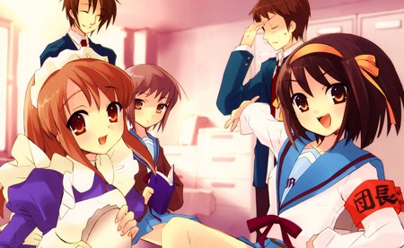 The Melancholy of Haruhi Suzumiya - kyon, nagato, miku, haruhi, itsuki