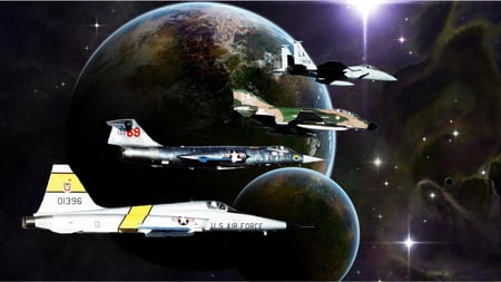 Lost ! - space, moons, flypass, jet, military, lost, fighters