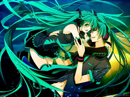 Vocaloid - vocaloid, anime, mikuo, miku, wallpaper