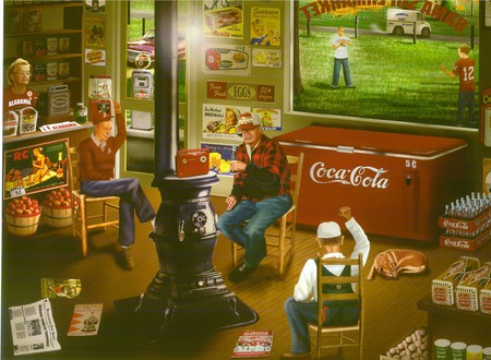 Alabama - coca cola, store, meeting spot, country, cooler, old boys, woodstove