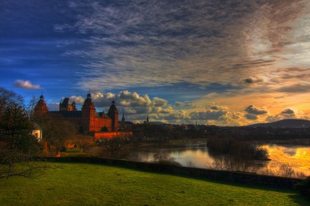 Aschaffenburg - aschaffenburg, house, nature, sunset