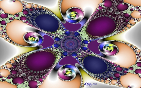 Fractal Treasure - fractal, spirals, fractals, gems, colors, digital paint, cg