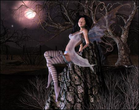 Fairy - moon, fairy, fantasy, 3d