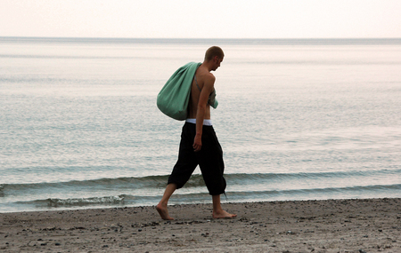 Alone - beach, walk, man, summer, north sea, relax, germany, guy