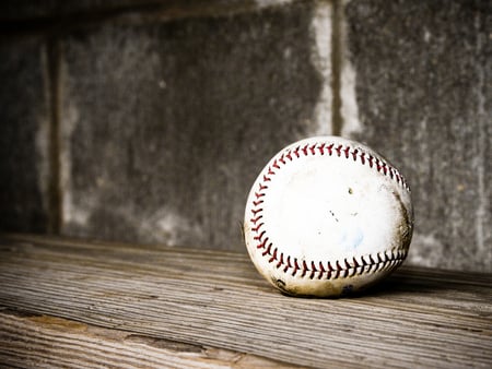 in the dugout (good game) - sports, fun, ball, wood, baseball, stitching, american, fast, white