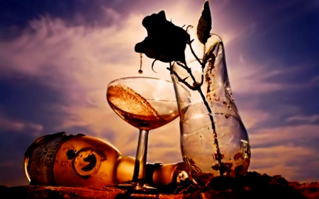 Found It - drink, beach, sunset, glas, wine, rose, vase