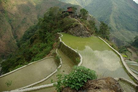 Waterfall Side Lodge - terraces, high, beautiful, lodge, mountains, wonder