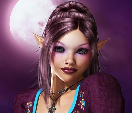 Elf - moon, elf, fantasy, 3d