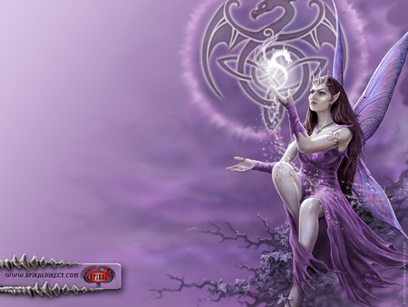 Celtic Fairy - princess, beauty, female, angel, magic, fantasy, face, art, purple, pretty, dark, digital art, dragon, lavender, elf, lady, girl, goth, violet, cg, wing, celtic, fairy, soul