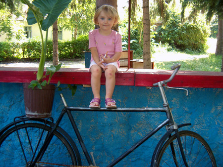 Girl and a bicycle - girl, bicycle