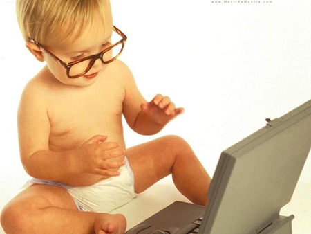 Baby and a Computer - computer, laptop, baby