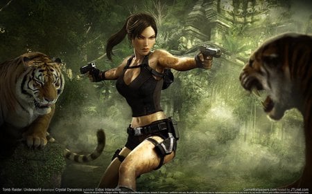 Tomb Raider - tomb, raider, tigers, guns