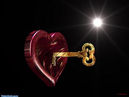 Key to my Heart - red, heard, key, heart, golden, sun, abstract, other