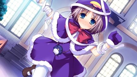 Run! [HD] - hat, anime, winter, bandage, dress, run, hurt, tagme, manga, mittens, penguin