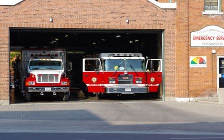 Fire trucks - engine, fire, trucks, red