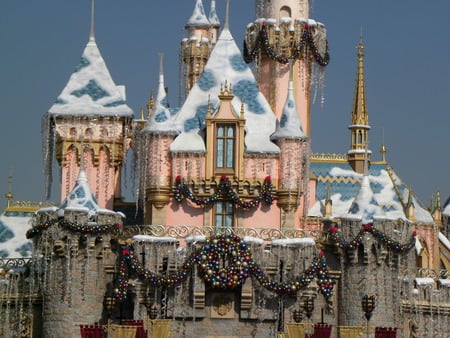 Winter castle - disneyland, christmas, castle, snow