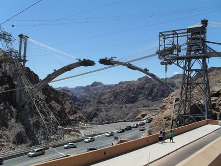 Hoover Dam bridge - colorado river, hoover dam, building, bridge