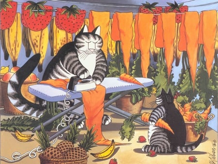 Mommy Ironing - tabby, cats, kiliban, ironing