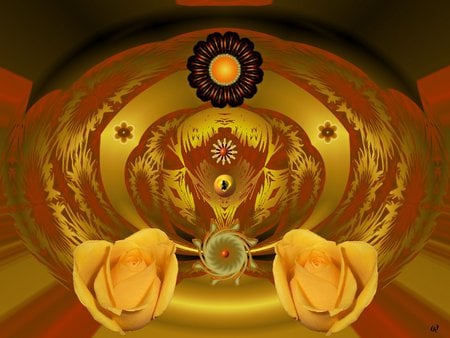 Yellow Sunshine - eye candy, collage, 3d, fractal, abstract