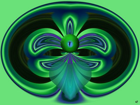 Green Dreamer - fractal, abstract, collage, 3d, eye candy