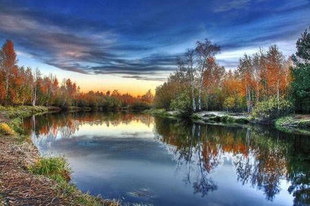 Autumn - forests, nature, rivers, sky