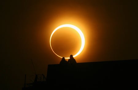 The Eclipse - moon, amazement, earth, sun