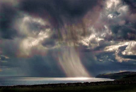 Sea attack - storm, clouds, funnel, ocean, light