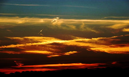 Fiery sunset - clouds, sunset, red, lake, orange, sky