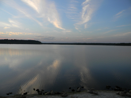 Reflecting - lakes, mississippi, clouds, sunset, refuge