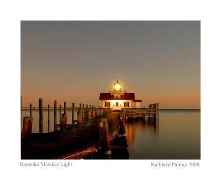 The Dock - house, wharf, water, sunsetting, lights, walk