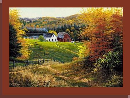 Back To My Roots - crops, trees, autumn, fields, barn, farm, family