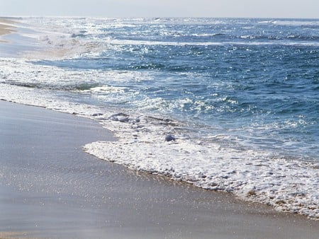 Shimmering Water On The Beach - beaches, nature, blue, water, sea, sand