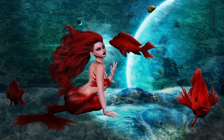 Crimson-Queen - crimson, sea, mermaid, queen