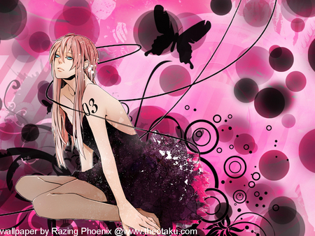 Megurine Luka - luka, sexy, hot, headset, pink hair, colorful, black, dots, vocaloids, pink, vocaloid, megurine luka, anime, cute, megurine