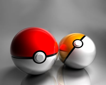 pokeballs - pokemon, pokeballs, yellow, red