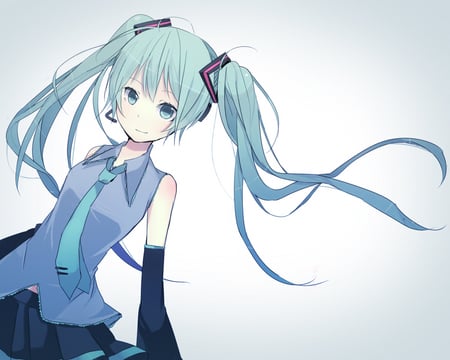 Hatsune Miku - pretty, tie, anime, vocaloid, blue, beautiful, twintail, girl, hatsune miku, microphone, miku, blue hair, cute, hatsune, vocaloids, blue eyes