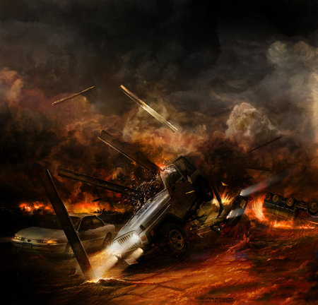 Chronoscape Highway to Hell - damge, blast, destruction, digital art, hd, fire, cg, fantasy, 3d, cars