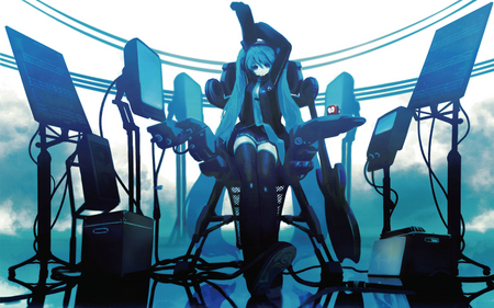 Just another day at work - vocaloid, anime, miku, girl, cute, hatsune