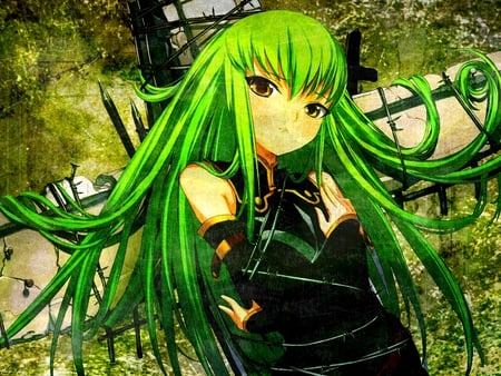 C.C - girl, cc, green, anime, code geass