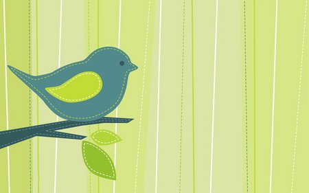 Sweet bird - leaf, bird, abstract, green