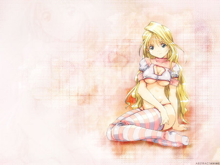 anime girl - anime, girl, siting, pink