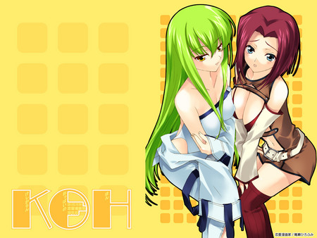 C.C and Kallen - girls, code, sexy, cc, anime, kallen, geass, cute