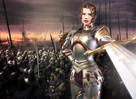 Joan Of Arc - sword, war, girl, joan, cg, warrior, warriors, fantasy, army, arc, armor