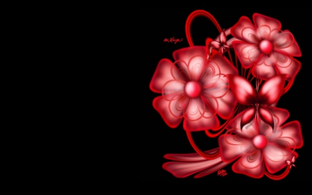 Red Abstract for Karyn - airbrush, black, digital paint, paint, white, red abstract for karyn, butterfly, abstract, dark, swirl, red, digital, flowers, flower, butterflies