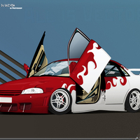 Red & White-Vector Car