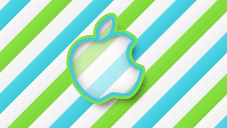 Apple - apple, stripes, abstract, blue, green