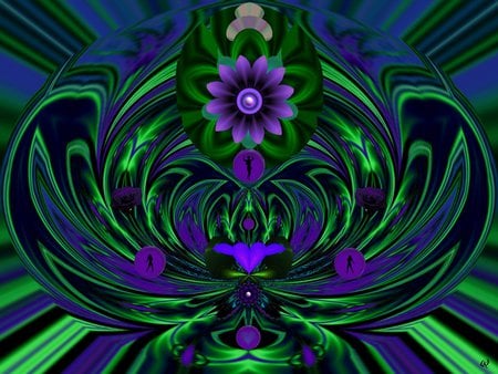 Green and Purple Passion - eye candy, collage, 3d, fractal, abstract